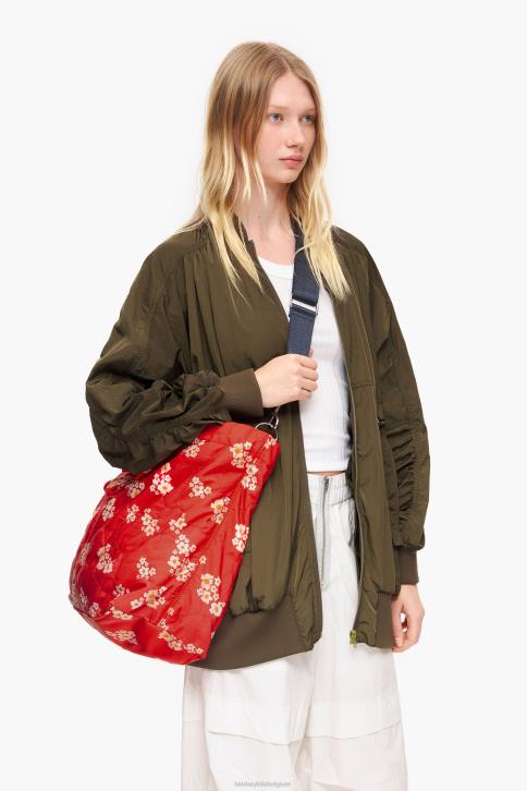 acryl bloemen nylon shopper tas Bimba Y Lola rood accessoires 4HDL133
