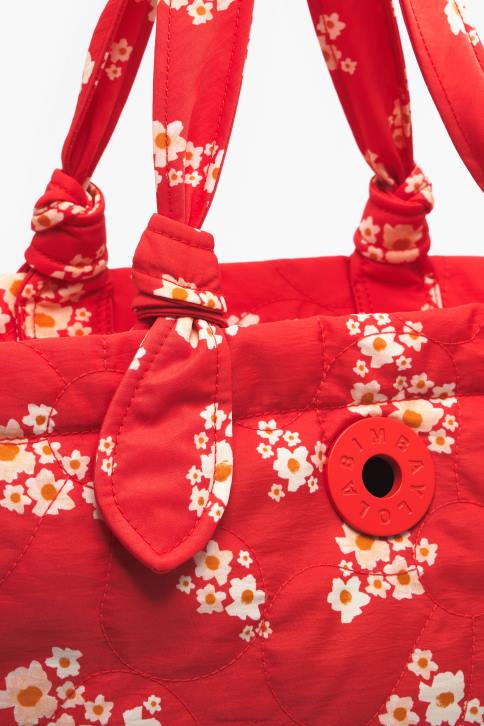 acryl bloemen nylon shopper tas Bimba Y Lola rood accessoires 4HDL133