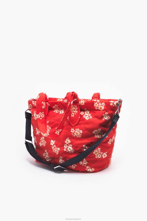 acryl bloemen nylon shopper tas Bimba Y Lola rood accessoires 4HDL133