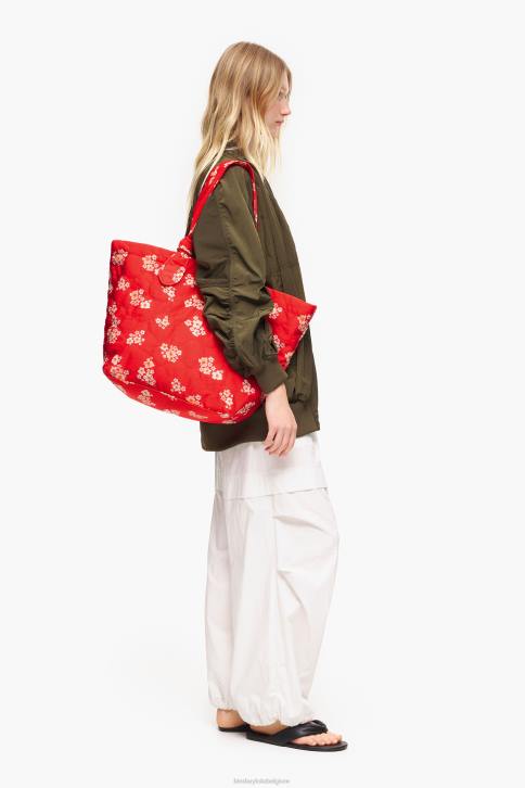 acryl bloemen nylon shopper tas Bimba Y Lola rood accessoires 4HDL133