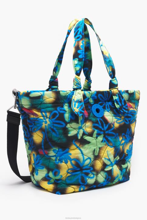 graffiti bloemen nylon shopper tas Bimba Y Lola blauw accessoires 4HDL132