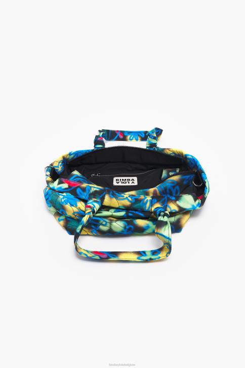 graffiti bloemen nylon shopper tas Bimba Y Lola blauw accessoires 4HDL132