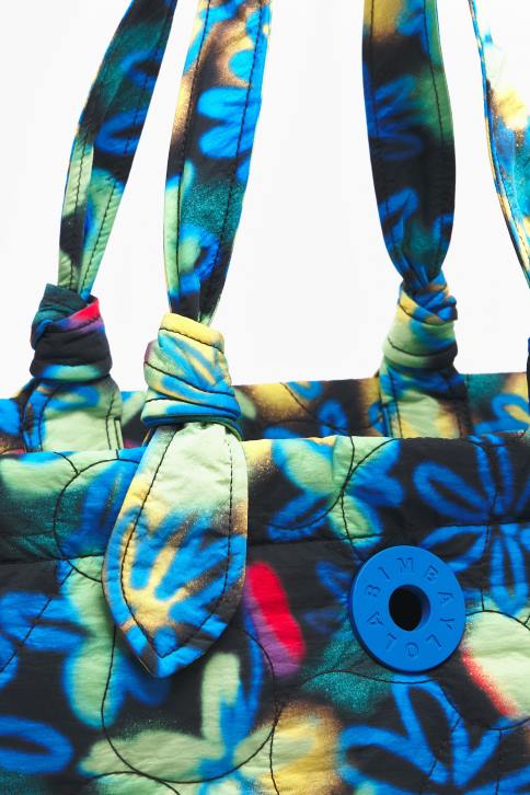 graffiti bloemen nylon shopper tas Bimba Y Lola blauw accessoires 4HDL132