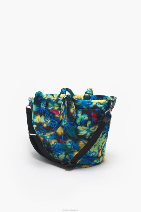 graffiti bloemen nylon shopper tas Bimba Y Lola blauw accessoires 4HDL132