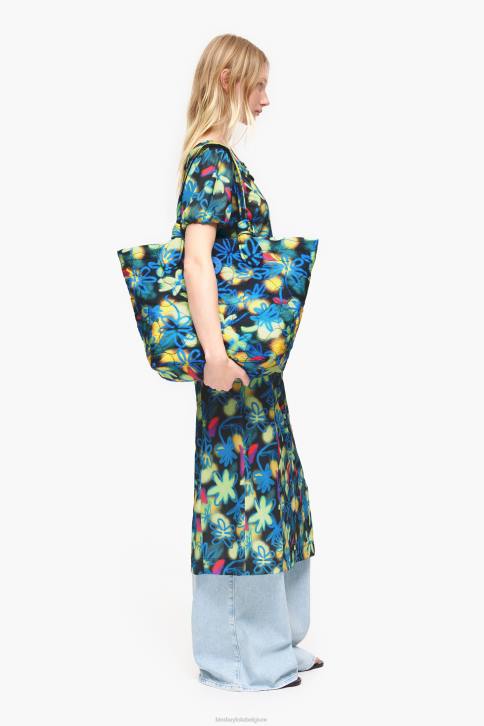 graffiti bloemen nylon shopper tas Bimba Y Lola blauw accessoires 4HDL132