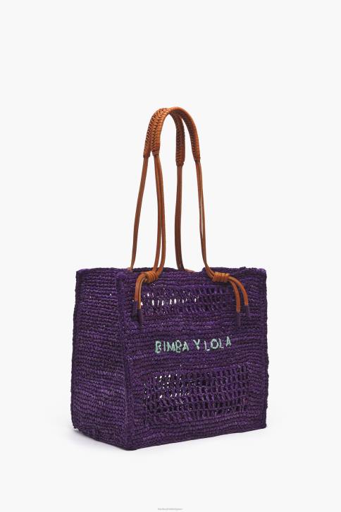 raffia draagtas Bimba Y Lola paars accessoires 4HDL113