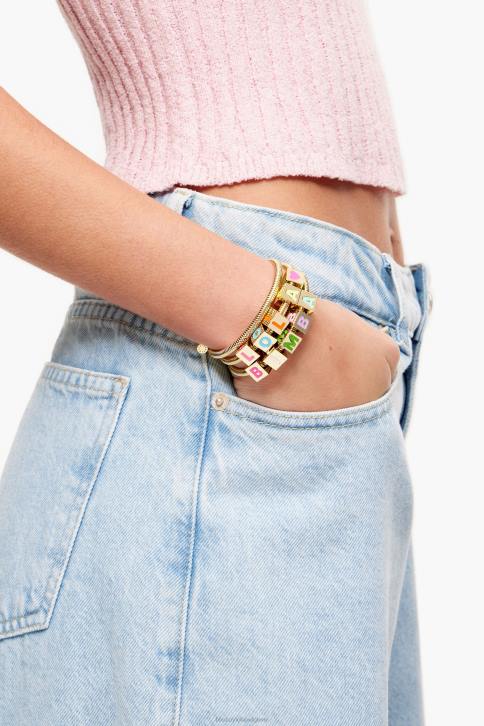 armband met spiraalketting en logo Bimba Y Lola gouden accessoires 4HDL662