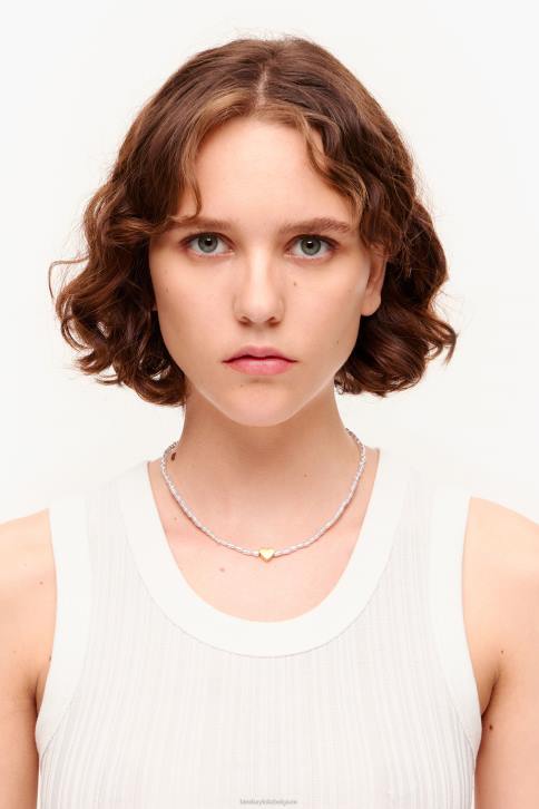 korte hart ketting met parels Bimba Y Lola gouden accessoires 4HDL788