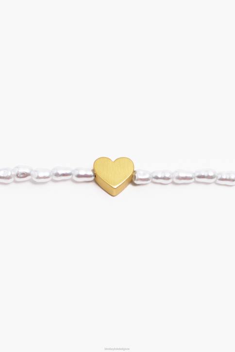 korte hart ketting met parels Bimba Y Lola gouden accessoires 4HDL788