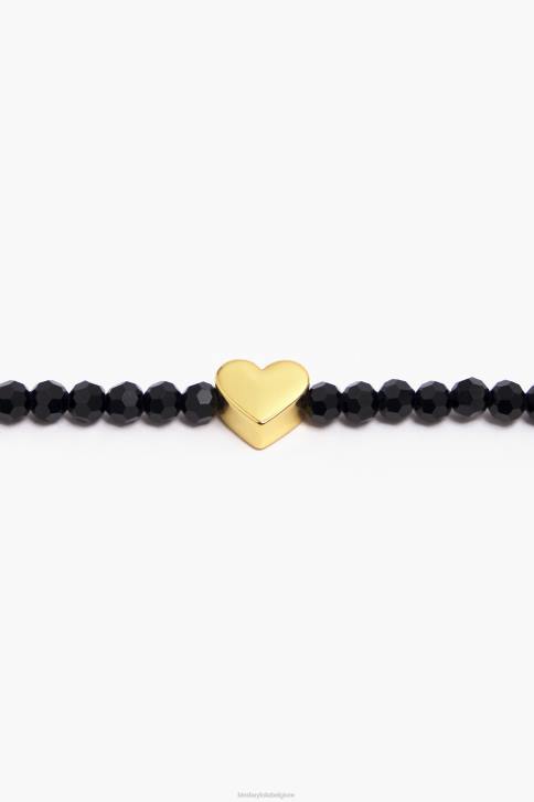 korte ketting met hartje en kristallen Bimba Y Lola gouden accessoires 4HDL789