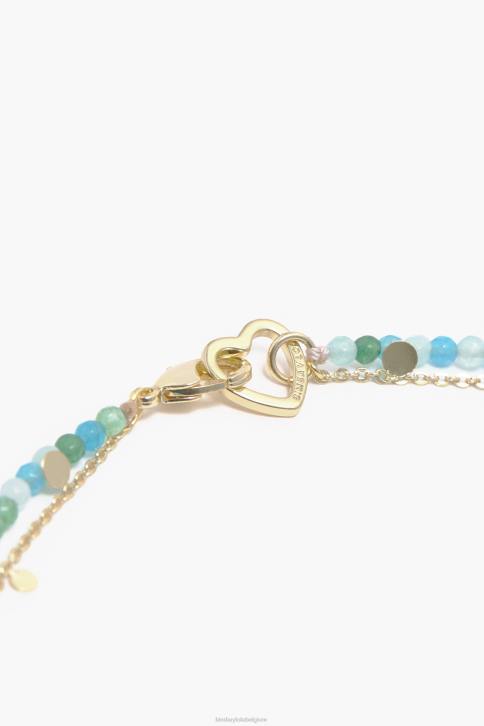 korte turkoois stenen dolfijn ketting Bimba Y Lola gouden accessoires 4HDL731