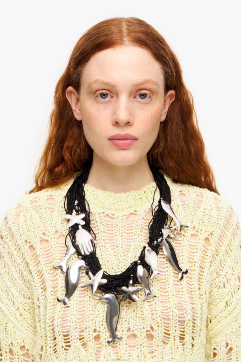 lange koord dolfijnen ketting Bimba Y Lola zwart accessoires 4HDL849