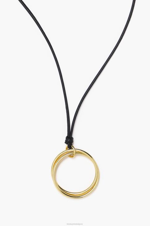 lange koord ketting met hoepels Bimba Y Lola zwart accessoires 4HDL756