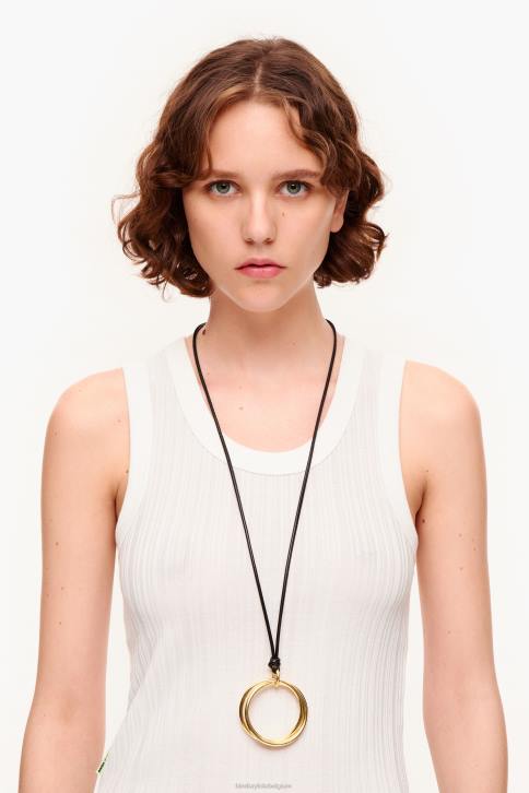 lange koord ketting met hoepels Bimba Y Lola zwart accessoires 4HDL756