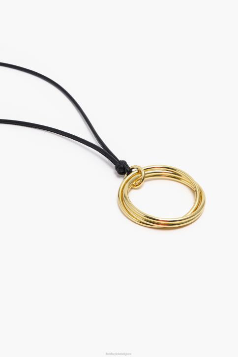 lange koord ketting met hoepels Bimba Y Lola zwart accessoires 4HDL756