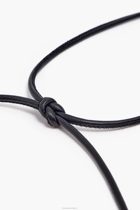 lange koord ketting met hoepels Bimba Y Lola zwart accessoires 4HDL756