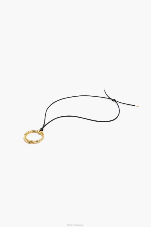 lange koord ketting met hoepels Bimba Y Lola zwart accessoires 4HDL756