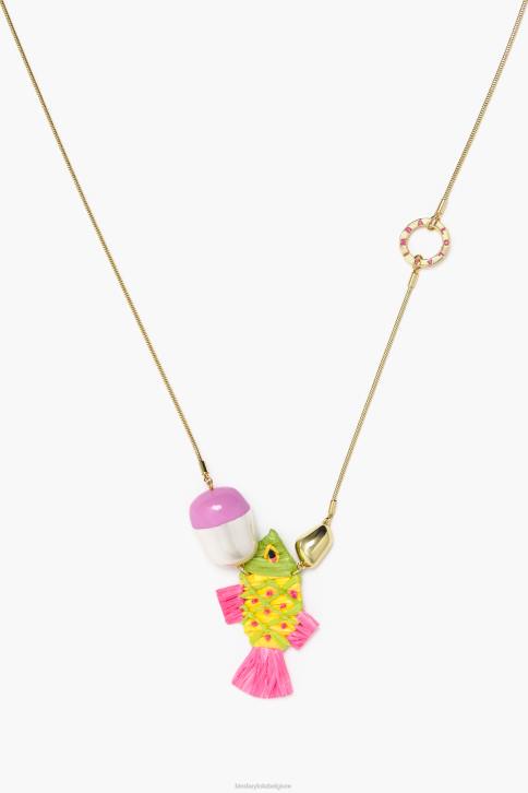 veelkleurige raffia ketting Bimba Y Lola roze accessoires 4HDL700