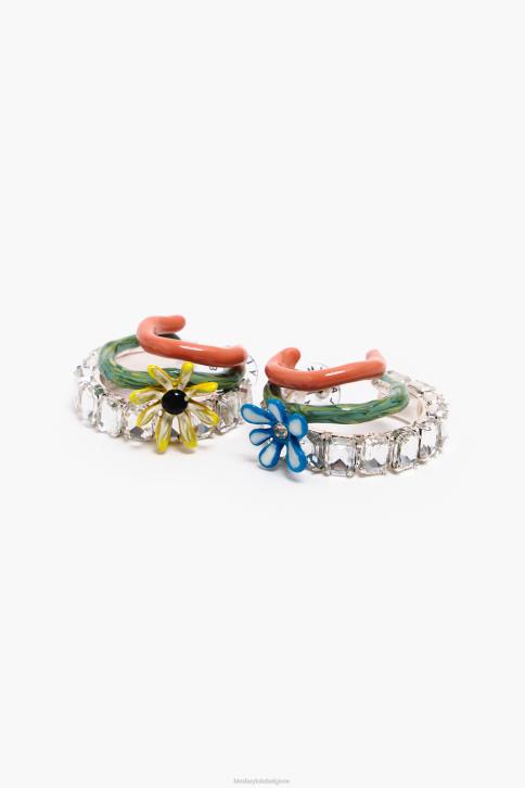 bloemen maxi hoepel oorbellen Bimba Y Lola veelkleurig accessoires 4HDL675