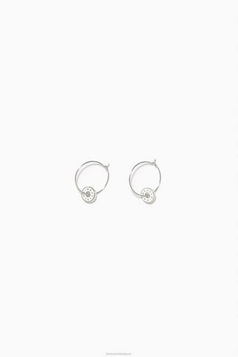 emaille logo hoepel oorbellen Bimba Y Lola wit accessoires 4HDL830