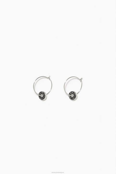 emaille logo hoepel oorbellen Bimba Y Lola zwart accessoires 4HDL829