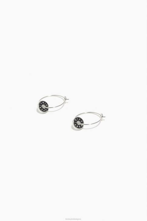 emaille logo hoepel oorbellen Bimba Y Lola zwart accessoires 4HDL829