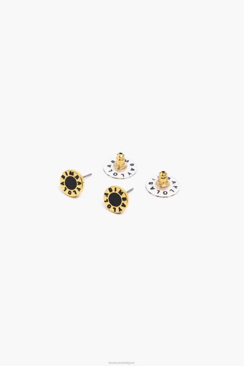 emaille logo oorbellen Bimba Y Lola zwart accessoires 4HDL692