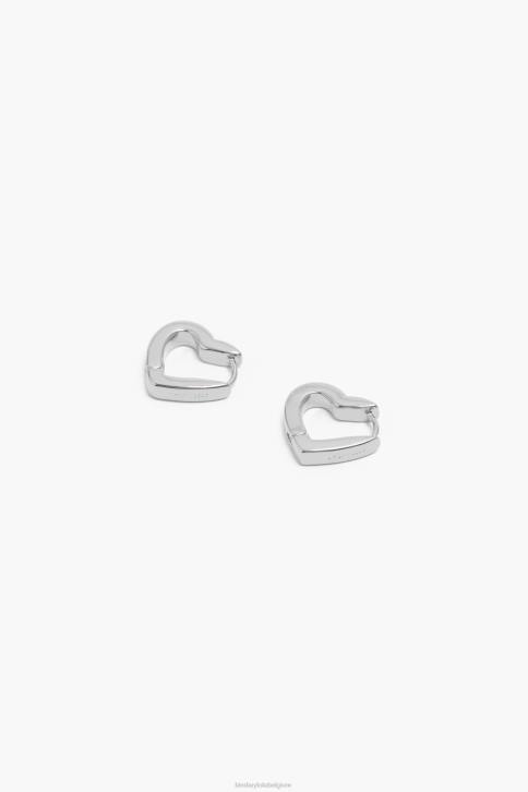 hart hoepel oorbellen Bimba Y Lola zilver accessoires 4HDL740