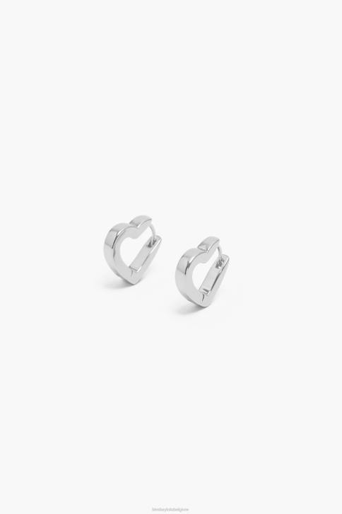 hart hoepel oorbellen Bimba Y Lola zilver accessoires 4HDL740