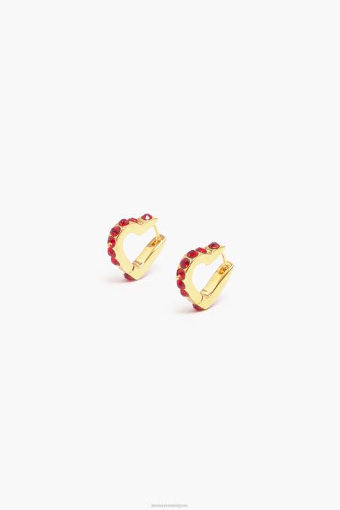 hart kristallen hoepel oorbellen Bimba Y Lola rood accessoires 4HDL779