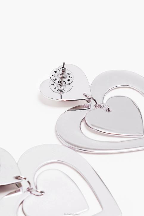 hart kristallen hoepel oorbellen Bimba Y Lola zilver accessoires 4HDL739