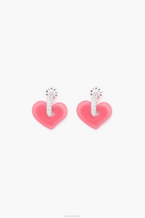 hart oorbellen kristallen Bimba Y Lola roze accessoires 4HDL1137