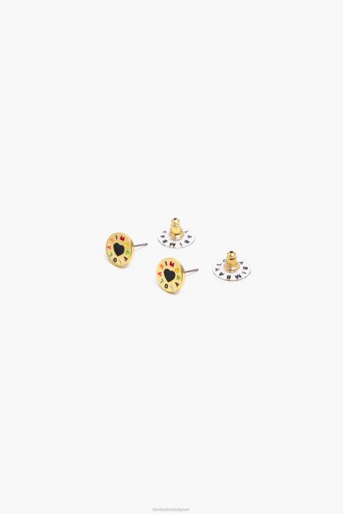 kleine logo hart oorbellen Bimba Y Lola gouden accessoires 4HDL695