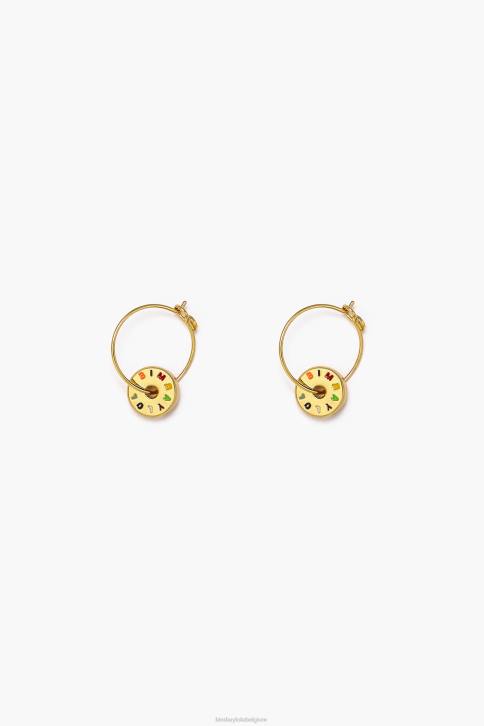 kleine logo oorringen Bimba Y Lola goud en veelkleurig accessoires 4HDL834