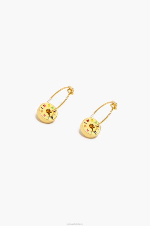 kleine logo oorringen Bimba Y Lola goud en veelkleurig accessoires 4HDL834