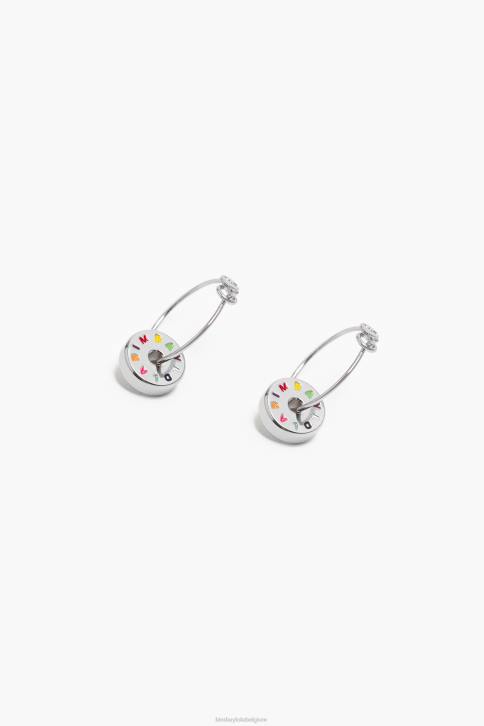 kleine logo oorringen Bimba Y Lola zilver en veelkleurig accessoires 4HDL833