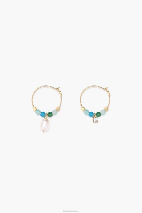 kleine stenen hoepel oorbellen Bimba Y Lola turkoois accessoires 4HDL736