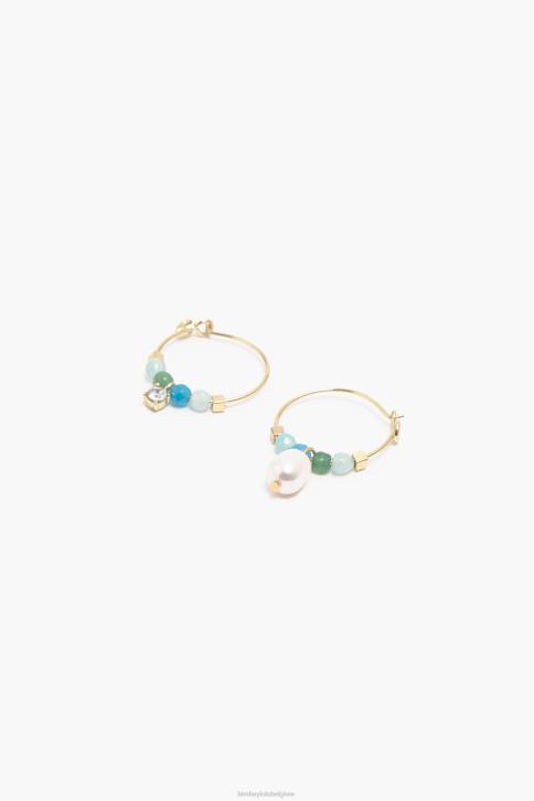kleine stenen hoepel oorbellen Bimba Y Lola turkoois accessoires 4HDL736