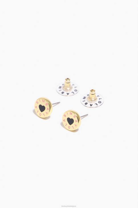 knop logo knop oorbellen Bimba Y Lola zwart accessoires 4HDL806