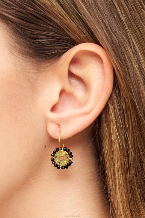 kristallen gouden oorringen Bimba Y Lola zwart accessoires 4HDL814