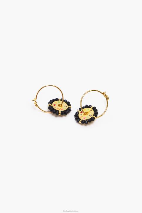 kristallen gouden oorringen Bimba Y Lola zwart accessoires 4HDL814
