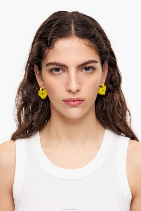 kristallen hart oorbellen Bimba Y Lola geel accessoires 4HDL753