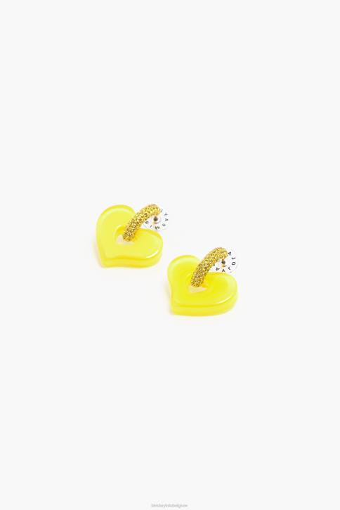 kristallen hart oorbellen Bimba Y Lola geel accessoires 4HDL753