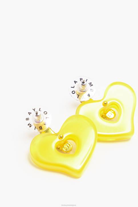 kristallen hart oorbellen Bimba Y Lola geel accessoires 4HDL753