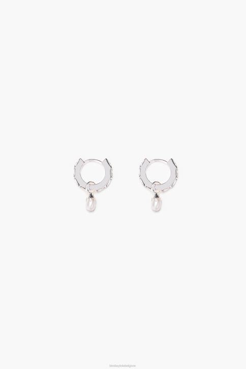 kristallen parel hoepel oorbellen Bimba Y Lola zilver accessoires 4HDL783