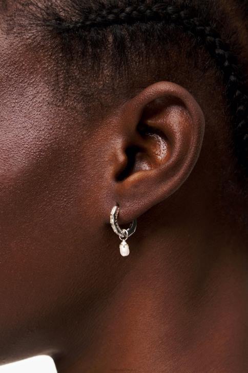 kristallen parel hoepel oorbellen Bimba Y Lola zilver accessoires 4HDL783