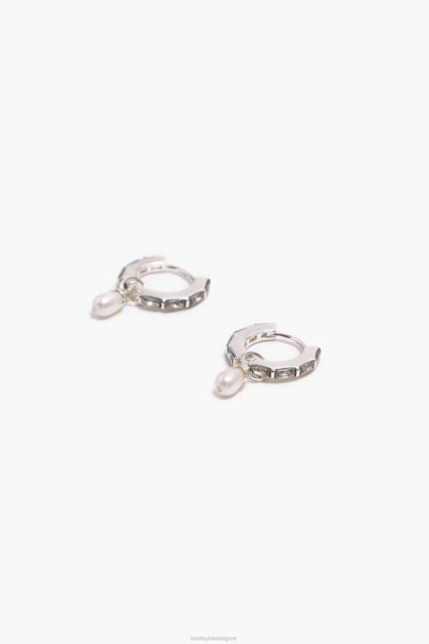 kristallen parel hoepel oorbellen Bimba Y Lola zilver accessoires 4HDL783