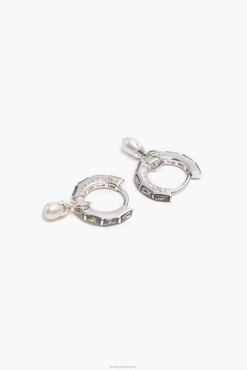 kristallen parel hoepel oorbellen Bimba Y Lola zilver accessoires 4HDL783