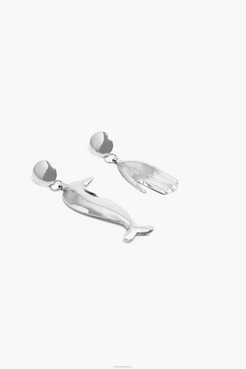 lange dolfijn oorbellen Bimba Y Lola zilver accessoires 4HDL850