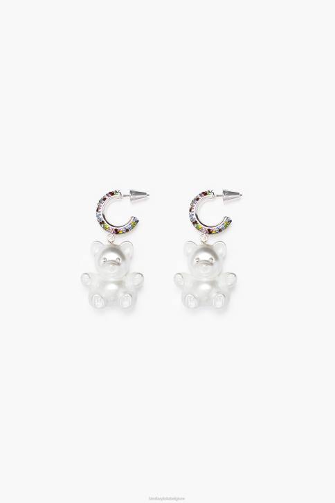 lange hars teddybeer oorbellen Bimba Y Lola parel accessoires 4HDL798